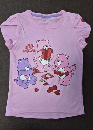 Футболка для дівчинки рожева з принтом ведмедики care bears