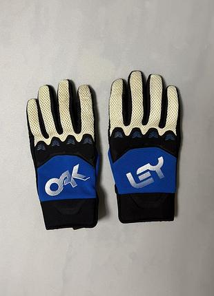 Рукавички для чоловіків oakley motocross motorcycle retro look, синьо-білі, розмір l