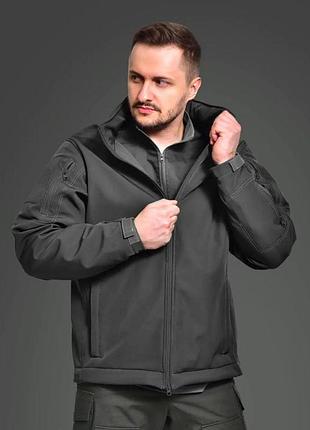 Тактическая куртка демисезонная для военные softshell / флис windshell tactical - черный (+15°c / -5°c) m