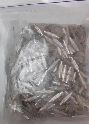 Замок-бочонок гвинтові 15х3 мм срібло металеві замочки для біжутерії, 500 шт. (н8198)