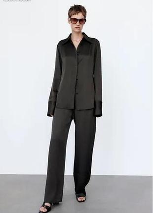Сорочка, блуза zara шоколадного кольору m