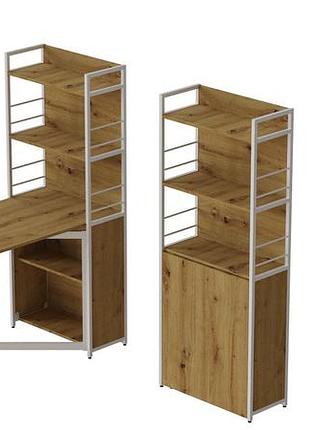 Стіл-книга практик 2 ferrum-decor з етажеркою, дуб артизан/білий метал, 1555x640x990 (frd-104637)