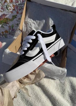 Кеди vans knu skool black white 2