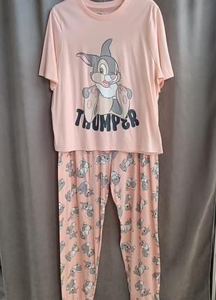 Піжама жіноча primark рожева з принтом thumper, розмір l/xl