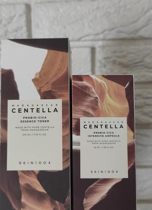 Набір для догляду за обличчям skin1004 madagascar centella probio-cica intensive ampoule та essence toner