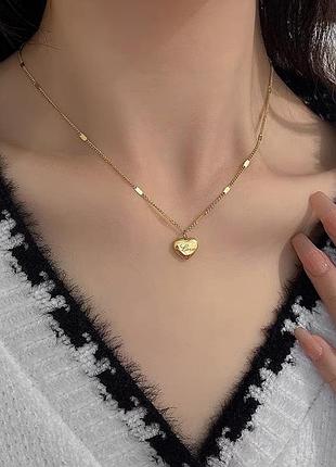 Подвеска кулон сердце гравировки love с цепочкой 4