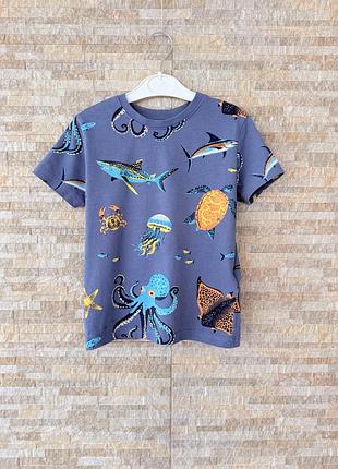 Футболка 👕 primark скат  🐢🪼🦀🐠🐙🦈🦑 4-5 років, 110 см