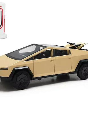 Коллекционная модель автопром cybertruck с киберциклом 1:24 металлическая инерционная бежевая (ap7721bg)