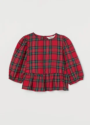 🎀 червона укорочена блуза в клітинку для дівчинки | h&m