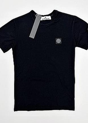 Мужская футболка stone island черная с патчем хлопковая тениска стон айленд на лето m (b)