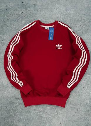 Мужской свитшот adidas красный с лампасами весенний осенний кофта адидас без капюшона 3xl (b)
