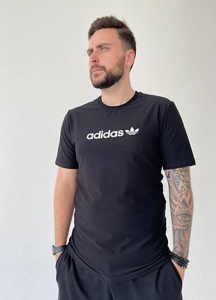 Мужская футболка adidas черные спортивная хлопковая тенниска адидас спортивная на лето m (b)