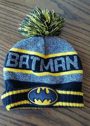 Шапка для хлопчиків batman сіра з жовтим, на 4 роки