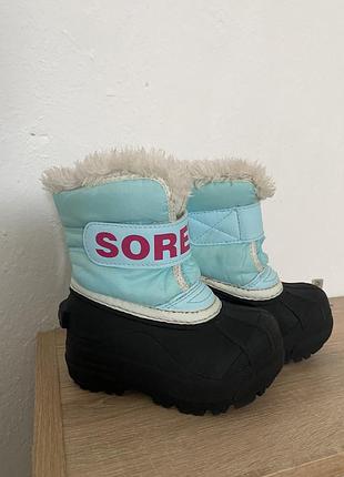 Чоботи для дівчаток sorel зимові блакитні 14 см