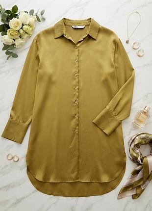 Сорочка жіноча zara золотиста подовжена розмір m, нова з біркою