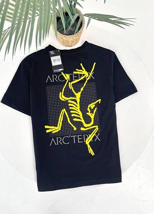 Чоловіча футболка arcteryx чорна з принтом бавовняна арктерікс l (b)