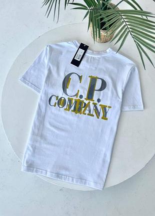 Мужская футболка c.p. company с принтом белая с.п. компани на лето m (b)