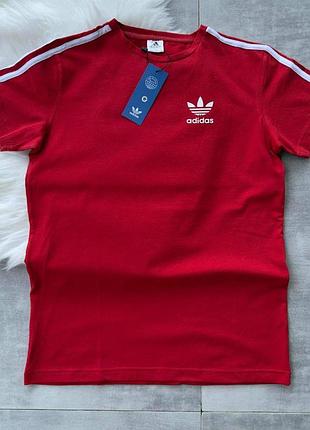 Чоловіча футболка adidas червона зі смугами адідас із лампасами 3xl (b)