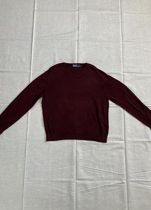 Светр чоловічий ralph lauren v-подібний бордовий