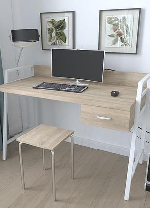 Письменный стол ferrum-decor комфорт 750x1000x600 белый металл, дсп дуб сонома 32 мм (frd-103439)