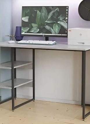 Письмовий стіл кевін ferrum-decor 75x120x60 см, чорний метал, дсп бетон 32 мм (frd-106552)