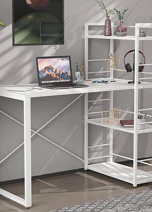 Письмовий стіл ferrum-decor коннект з етажеркою 120 см білий дсп 16мм (frd-104225)