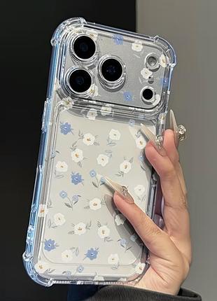 Чохол apple iphone 17 pro max силіконовий прозорий з квітами