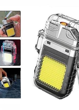 Зажигалка спиральная водонепроницаемая электронная с led фонариком и зарядкой от usb