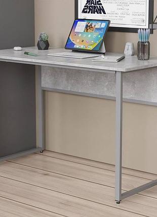 Письмовий стіл коді ferrum-decor 75x140x60 см, дсп бетон, сірий метал (frd-106593)