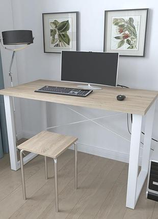 Письменный стол ferrum-decor драйв 750x1400x700 белый металл дсп дуб сонома 32 мм (frd-103418)