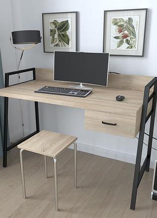 Письменный стол ferrum-decor комфорт frd-103425: дуб сонома, черный металл, 750x1000x600 мм, столешница 32 мм