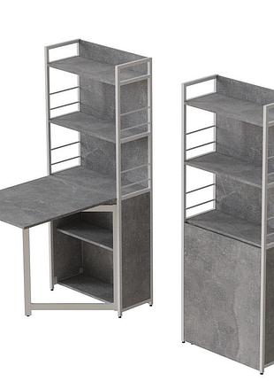 Стіл книга з етажеркою практик 2 ferrum-decor, білий метал, дсп бетон 16 мм (frd-104638)