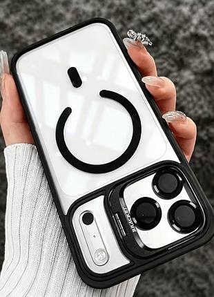 Чохол apple iphone 16 прозорий з чорним бампером та захистом камери