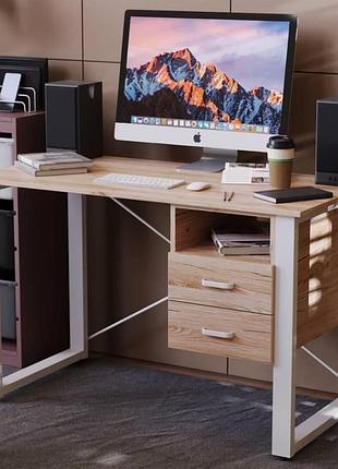 Письменный стол с ящиками ferrum-decor оскар 120 см, белый металл/дсп артизан, 750x1200x600 (frd-103221)