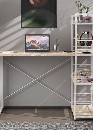 Письменный стол с этажеркой ferrum-decor коннект 75x120x60 белыйдуб артизан 16мм (frd-104226)
