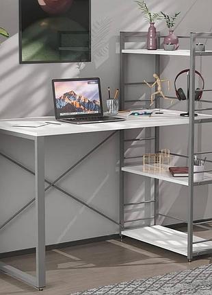 Письменный стол с этажеркой ferrum-decor коннект 120 см серый/белый дсп 16мм (frd-104230)