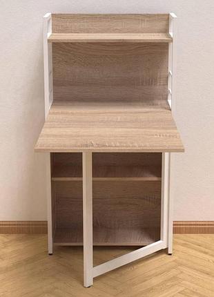 Стол-книжка с этажеркой практик 1 ferrum-decor 1200x640x990 белый металл дсп дуб сонома frd-104621