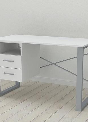 Письмовий стіл з ящиками ferrum-decor оскар 1400 мм, сірий/білий, дсп 16 мм (frd-103289)