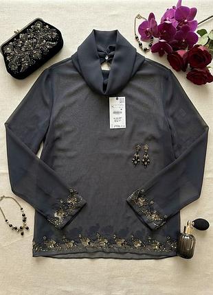 Za🖤 ra | чорна блуза з вишивкою, нова з біркою