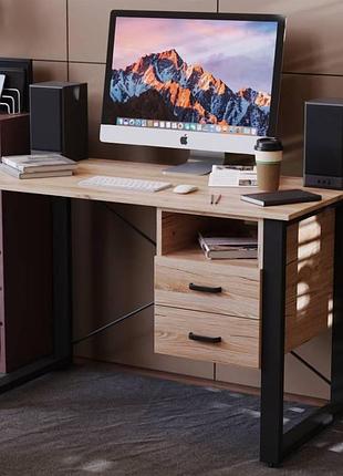 Письменный стол с ящиками ferrum-decor оскар 1200 мм, черный металлический, дсп артизан (frd-103214)