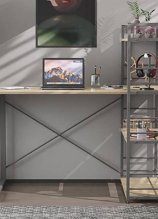 Письменный стол ferrum-decor коннект с этажеркой 75x120x60 серый дуб сонома 16мм (frd-104233) – стол для работы и учебы