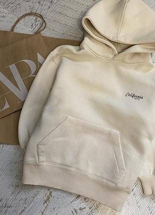 Світшот zara молочний з капюшоном