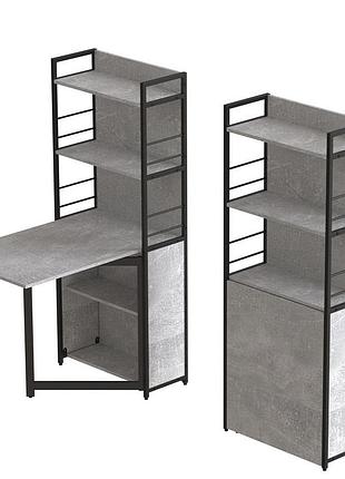 Стіл-книжка з етажеркою практик 2 ferrum-decor 1555x640x990 мм, дсп бетон 16 мм (frd-104631)