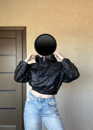 Куртка жіноча bershka з екошкіри чорна cher17 one by one bazhane