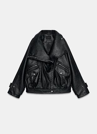 Байкерская куртка из искусственной кожи zara