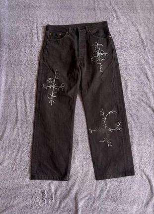 Джинси levi's 501 custom / y2k opium drain / кастом левайс + в подарунок чорна спортивна джерсі / футболка stradivarius 94, розмір s
