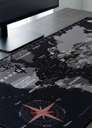 Ігрова поверхня карта світу world map 900 x 400 x 4 мм коврик для миші україна