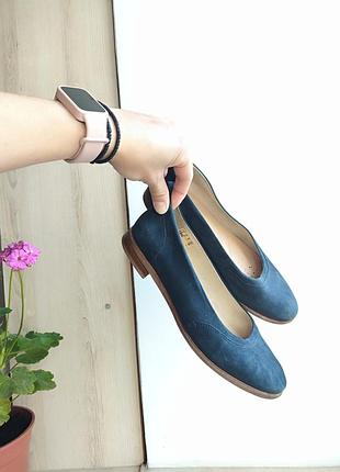 Балетки жіночі clarks темно-сині нубук