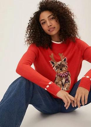 Яскравий новорічний светр із йорком від marks & spencer