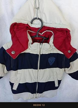 Куртка дитяча унісекс tommy hilfiger двостороння, біло-синьо-червона, 6-9 місяців